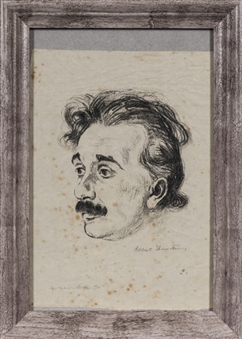 Albert Einstein Signed Potrait Artwork From Artist Hermann Struck In 10 x 14 Framed Display - LE 27/150 (PSA/DNA)